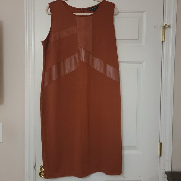 Colleen Lopez fall sleeveless rust dress faux leather 1X - Picture 4 of 8